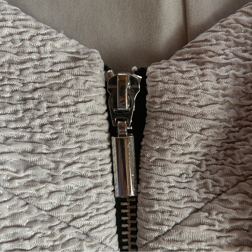 JAX Bodycon Shimmer Silver Sexy Full Front Zip Elegant Cocktail Dress, 10 - Picture 7 of 13